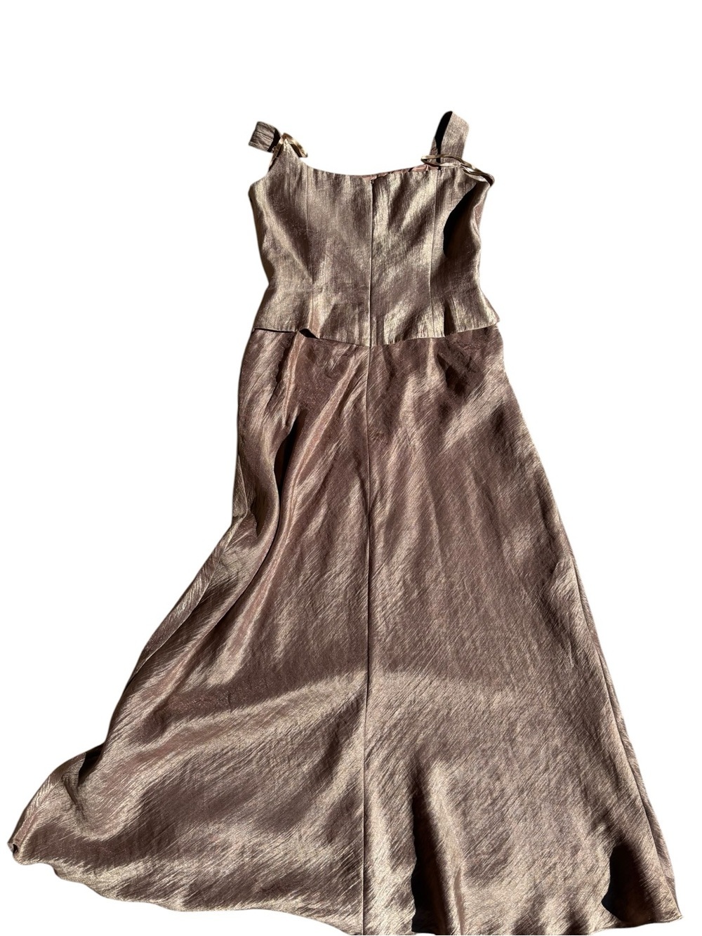 Metallic Bronze Maxi Dress with Spaghetti Straps Size 8 - Picture 3 of 5